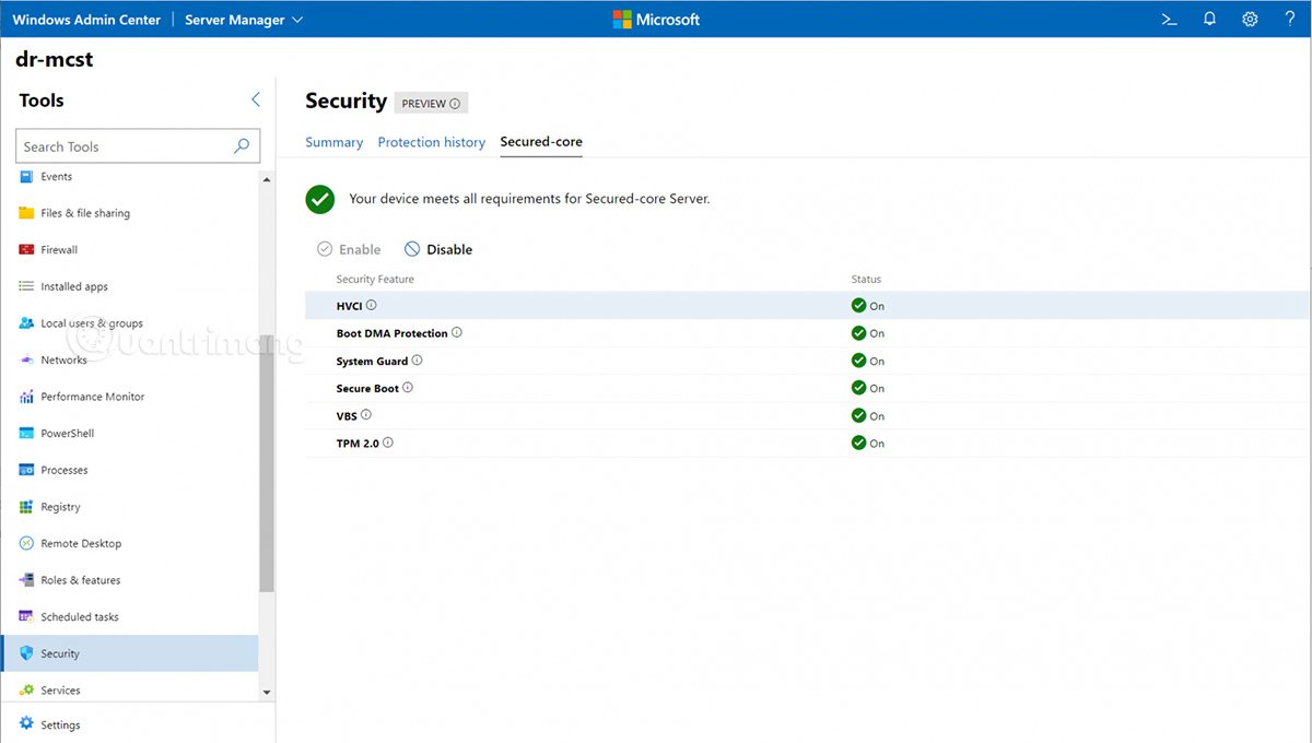 Secured core server