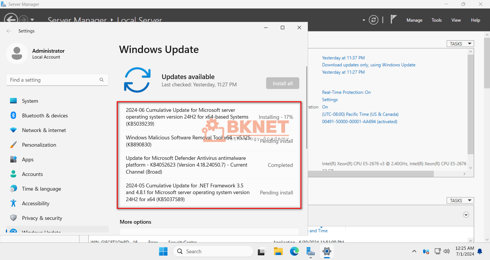 cau hinh sau khi cai dat windows server 2025 09